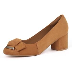 New Womens Size 8 Brown Faux Suede Comfort Heels